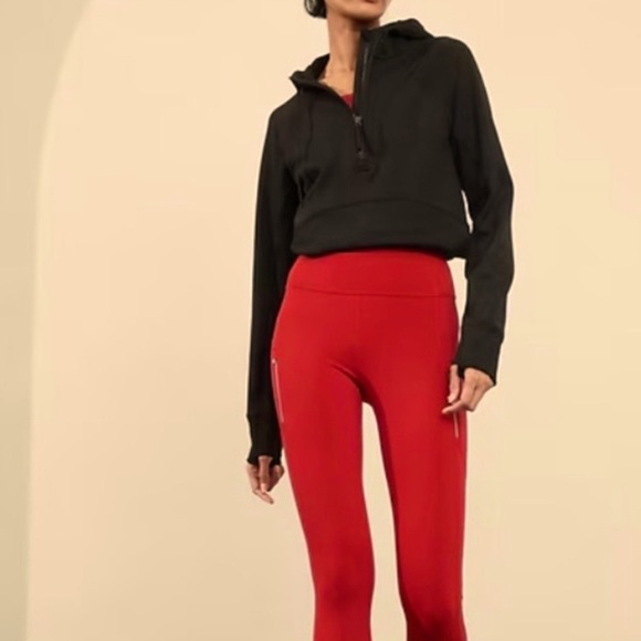 Athleta Reinier Bright Bold Red Active Leggings M - Picture 2 of 12